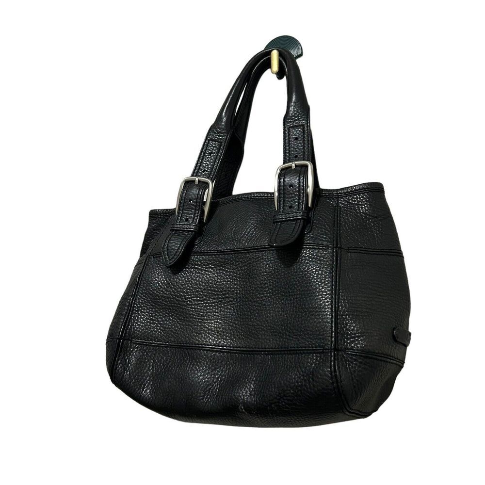 COLE HAAN Black Pebbled Leather Shoulder Purse Bag Zipper w/Adj. Buckle Straps
